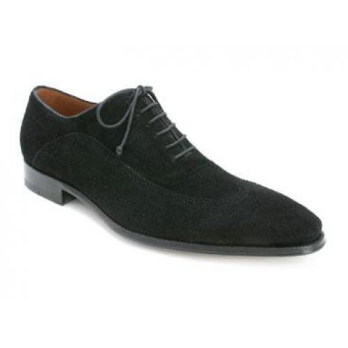 Mezlan "Fiano II" Black Genuine Old English Suede With Perforated Design Trim